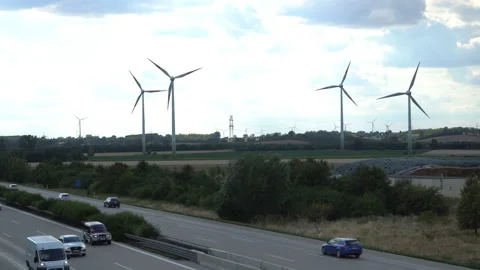 Eco power. Wind turbines generating electricity. Stock Footage 96743077