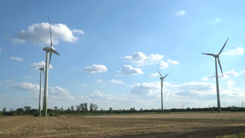 Eco power. Wind turbines generating electricity. Stock Footage 96743264