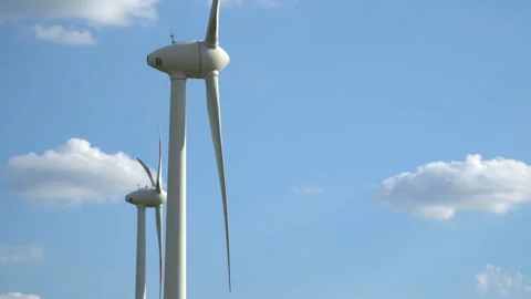 Eco power. Wind turbines generating electricity. Stock Footage 96743289