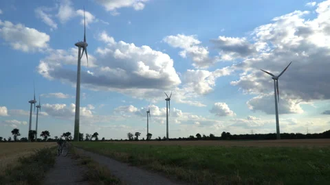Eco power. Wind turbines generating electricity. Stock Footage 97015840