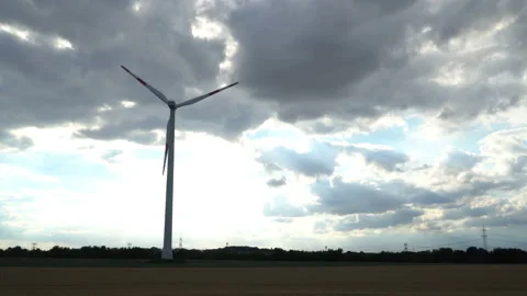 Eco power. Wind turbines generating electricity. Stock Footage 97018141