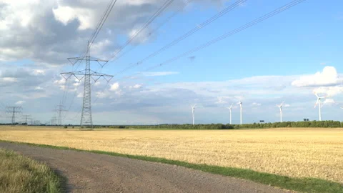 Eco power. Wind turbines generating electricity. Stock Footage 97021146