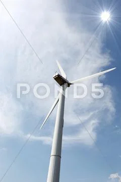 Eco power, wind turbines Stock Photos