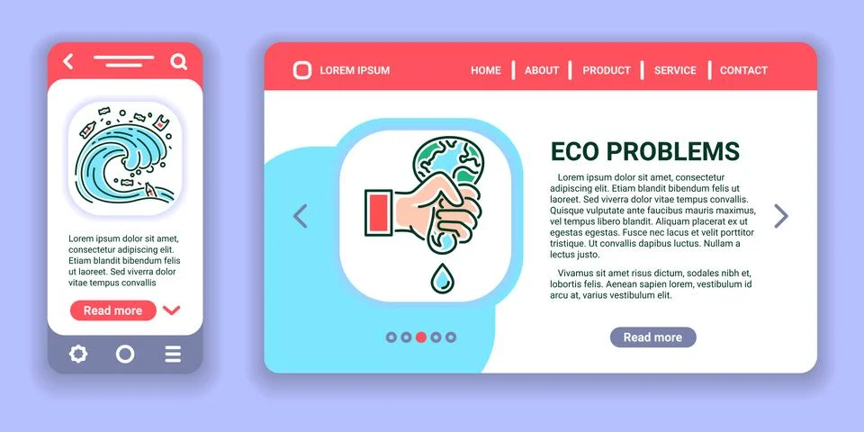 Eco problems web banner and mobile app kit. Environmental issues. Stock Illustration