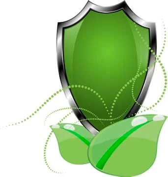 Eco Protect Logo Template Design. Ecological shield label. Plant icon. Stock-Illustration