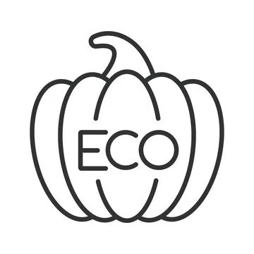 Eco pumpkin icon in line design. Organic, harvest, healthy, food, vegetable Ilustración de archivo