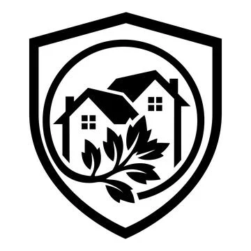 Eco Real Estate Shield Vector Logo Illustrazione stock