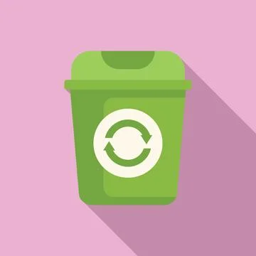 Eco recycle garbage bin icon flat vector. Ecology plastic Illustrazione stock