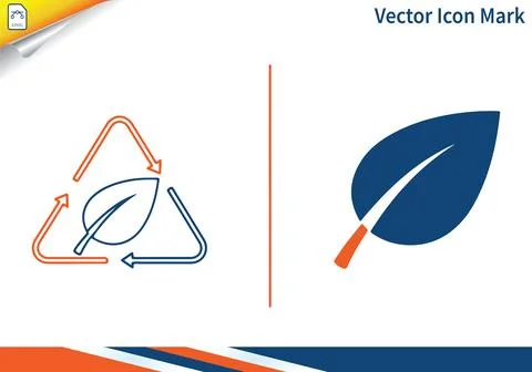 Eco recycling leaf icon with circular arrows for environment. Stock Illustration