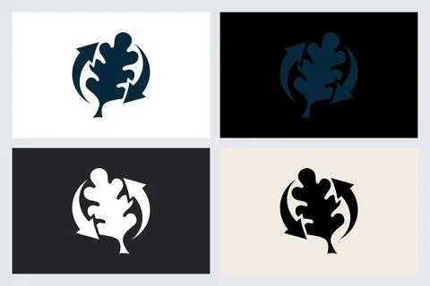 Eco Recycling Oak Leaf Icon Set Ilustración de archivo