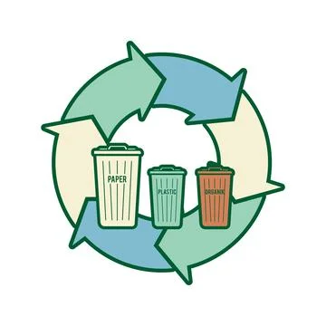 Eco Recycling Process Vector Illustration Stock Illustration