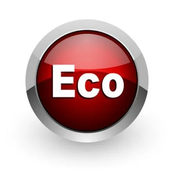 Eco red circle web glossy icon. Illustrazione stock
