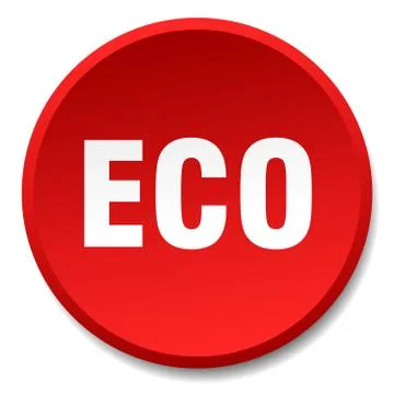 Eco red round flat isolated push button Stock Illustration