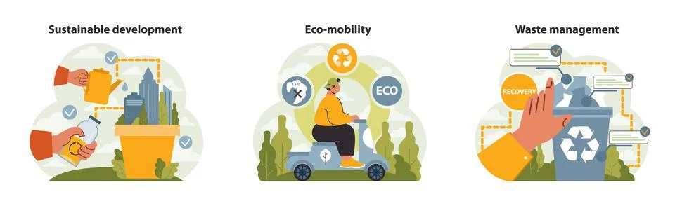 Eco-Responsibility set. Flat vector illustration 스톡 일러스트