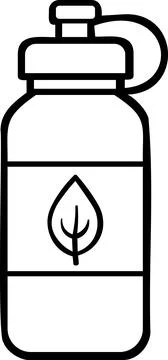 Eco reusable drink bottle with leaf label Stock Illustration