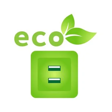 Eco socket plug charging icon Bio nature green eco symbol for web and busines Illustrazione stock