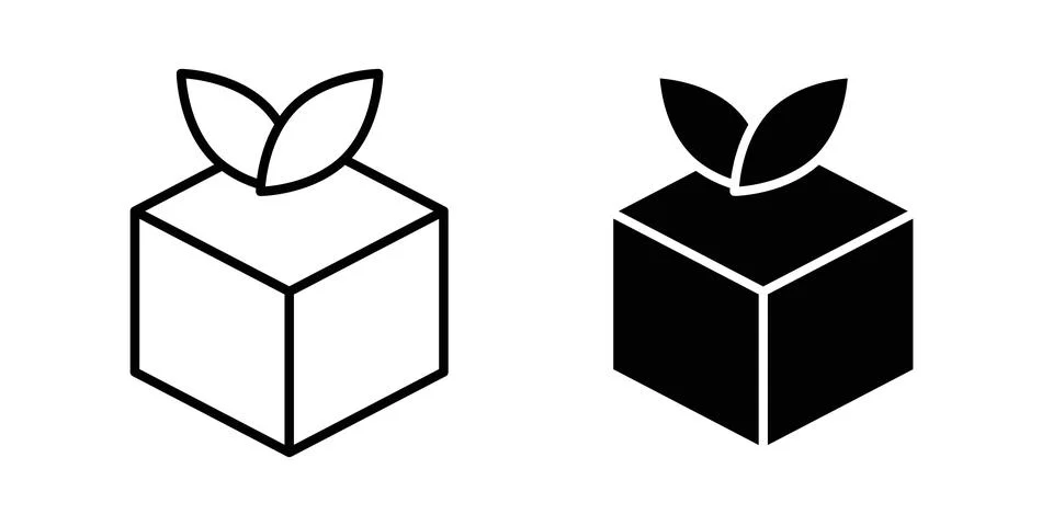 Eco solid, line, and editable vector set.aging icon solid, line, and editab.. Stock Illustration