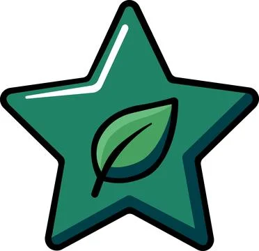 Eco star badge icon with leaf inside 스톡 일러스트