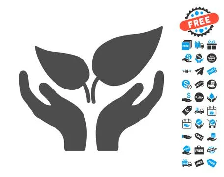 Eco Startup Flat Icon with free bonus elements Illustrazione stock