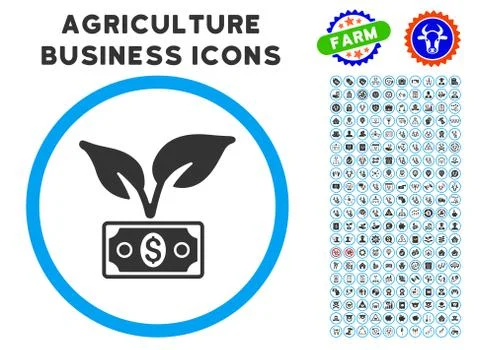 Eco Startup Gain Rounded Icon with Set イラスト素材