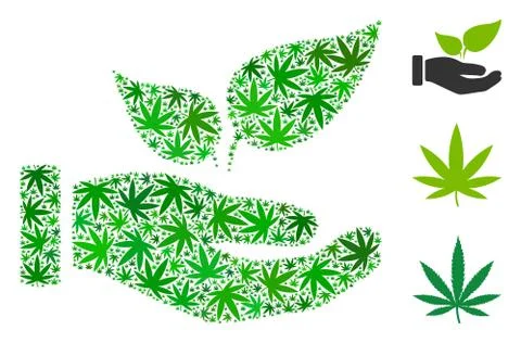 Eco Startup Hand Composition of Weed Leaves Stockillustratie
