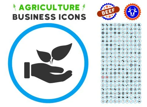 Eco Startup Hand Rounded Icon with Set Stock Illustration