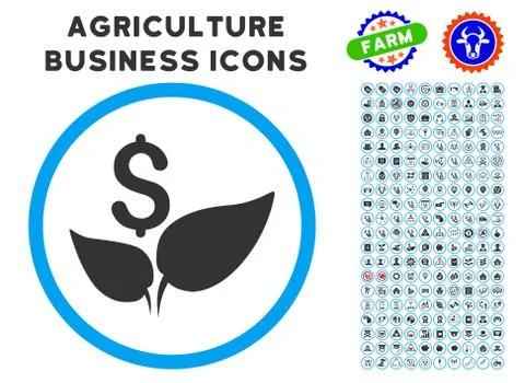 Eco Startup Rounded Icon with Set Stockillustratie