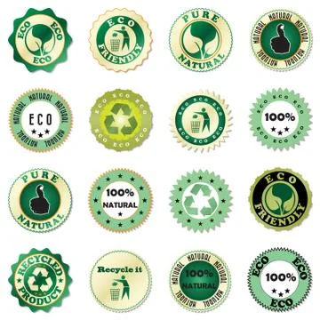 Eco sticker collection Stock Illustration
