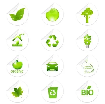 Eco sticker set Stock Illustration