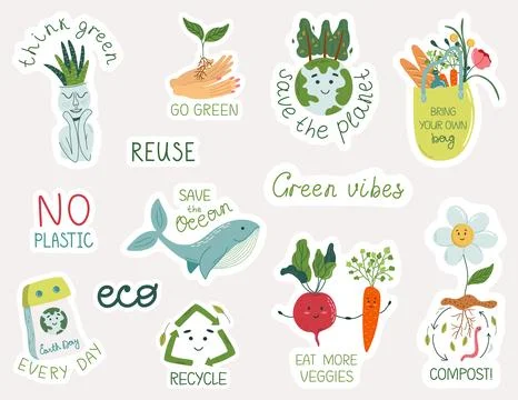 Eco sticker set Stock Illustration