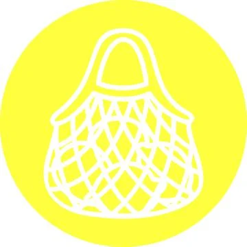 Eco String Net Shopping Bag with Lemons Line Icon inside Circle Stock Illustration