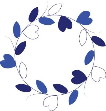 Eco style circular wreath with elements of leaves and hearts. Stock Illustration