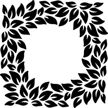 Eco style leaves square frame. Eco friendle black pattern with copyspace. Vector Stock Illustration