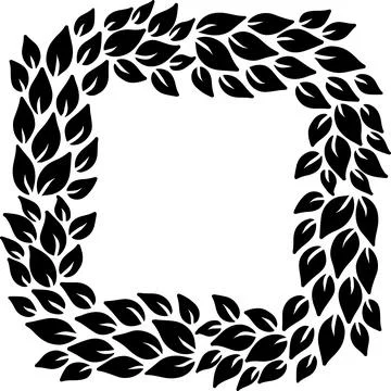 Eco style leaves square frame. Eco friendle black pattern with copyspace. Vector Stock Illustration