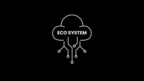 Eco System Cloud Computing Sustainability animation isolated on black background Vídeos de archivo 329777913