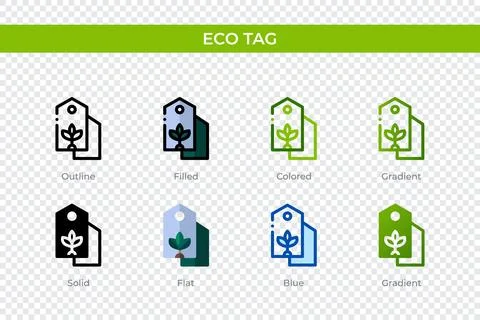 Eco tag icon in different style. Eco tag vector icons designed in outline, .. Stock Illustration