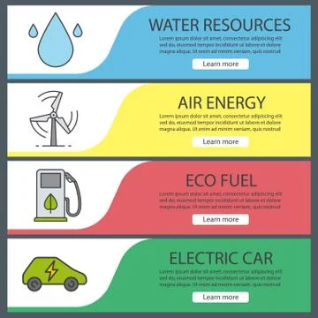 Eco technologies banner templates set Illustrazione stock