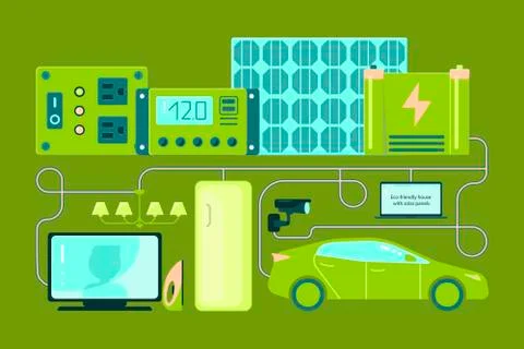 Eco technologies in the city Stock Illustration