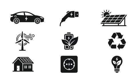 Eco technology vector icons representing sustainable energy and power Stock Illustration