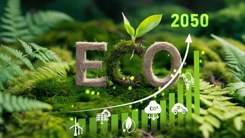 Eco Text on Green Moss Background.ESG,Net Zero.CO2 reduce.Green energy zero  Stock Footage 287869643