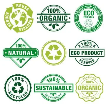 Eco Theme Plain Stamps Stock Illustration