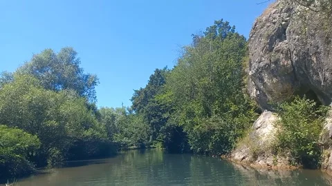 Eco trail Iskar Panega with a nice Boat Trip on the river Zlatna Panega Stock Footage 274395572