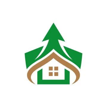 Eco Tree House Logo Design with Nature Inspired Real Estate Identity Illustration