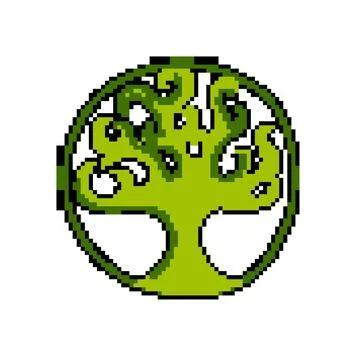 Eco tree of life pixel art vector illustration Stock Illustration