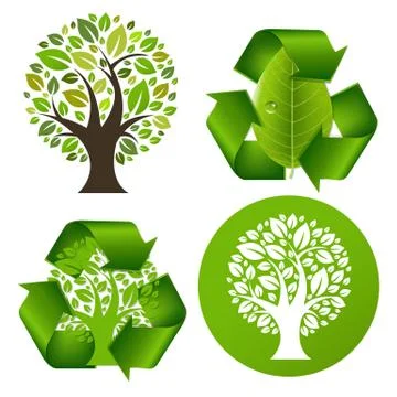 Eco Trees Set Stock Illustration