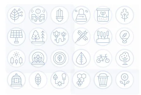 Eco Vector Icon Toolkit featuring 24 Pixel Optimized High Resolution Thin L.. Stock Illustration