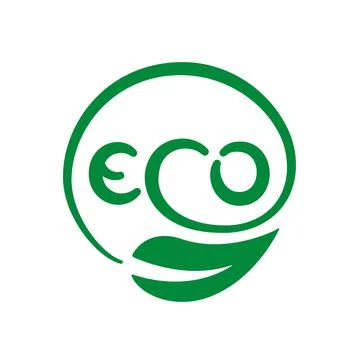 Eco vector label with a leaf of a plant . A symbol, a sign of ecology and Stock Illustration