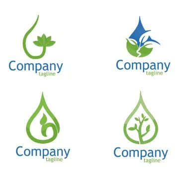Eco Water drop leaf Stock Illustration