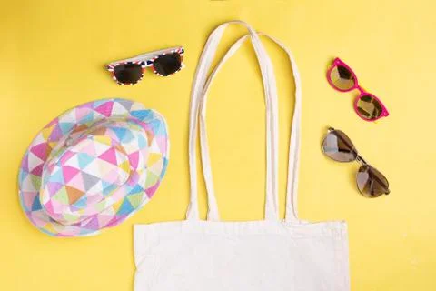 Eco white textile bag, zero waste. Eco cotton Stock Photos