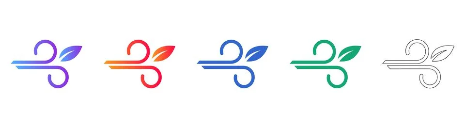 Eco Wind Leaf Icon Collection Stock Illustration